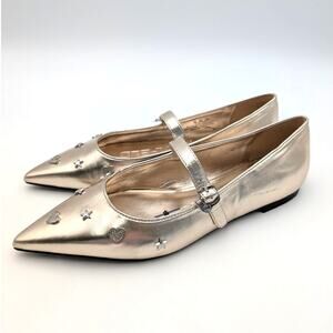 Karl Lagerfeld Paris Veyda Mary Jane Flat Women's White Gold Size US9M EU40